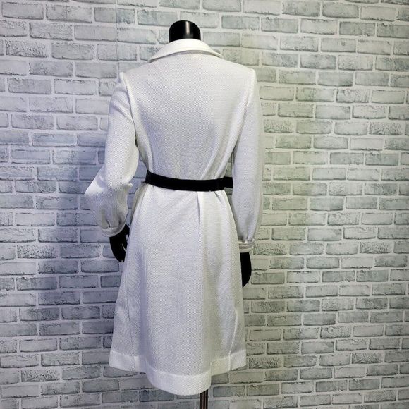 Vintage 60s Micia of Rome Robert Peters White Waffle Knit Polyester Mod Dress - Picture 7 of 10